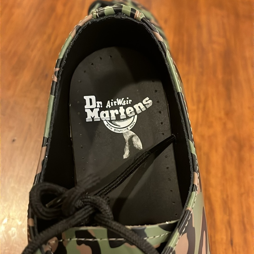 Dr. Martens 1461 Khaki Green Distorted Leopard Smooth Shoes Mens 10 / Women’s 11 - Picture 9 of 12